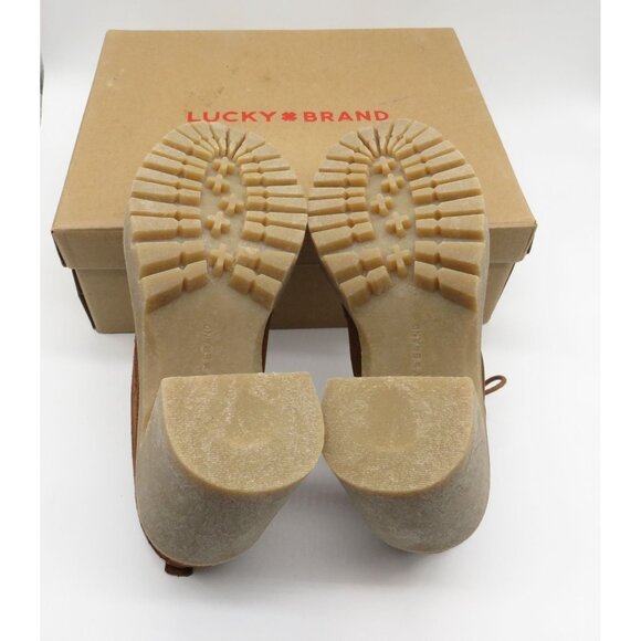 Lucky Brand Women's 5.5 Brown Leather Lace-Up Heeled Ankle Boots NEW - Picture 6 of 8